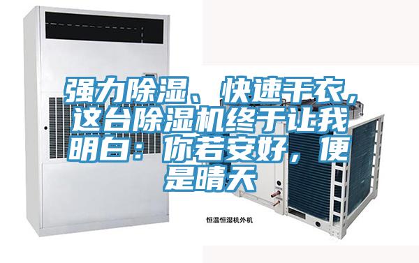 強(qiáng)力除濕、快速干衣，這臺(tái)除濕機(jī)終于讓我明白：你若安好，便是晴天